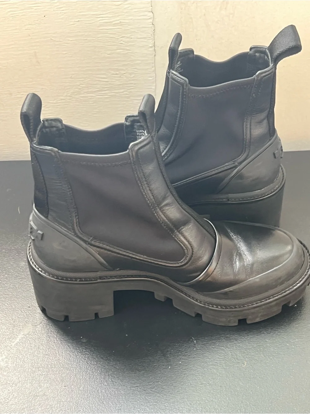 Tory Burch Black Leather Lug Sole Chelsea Boots